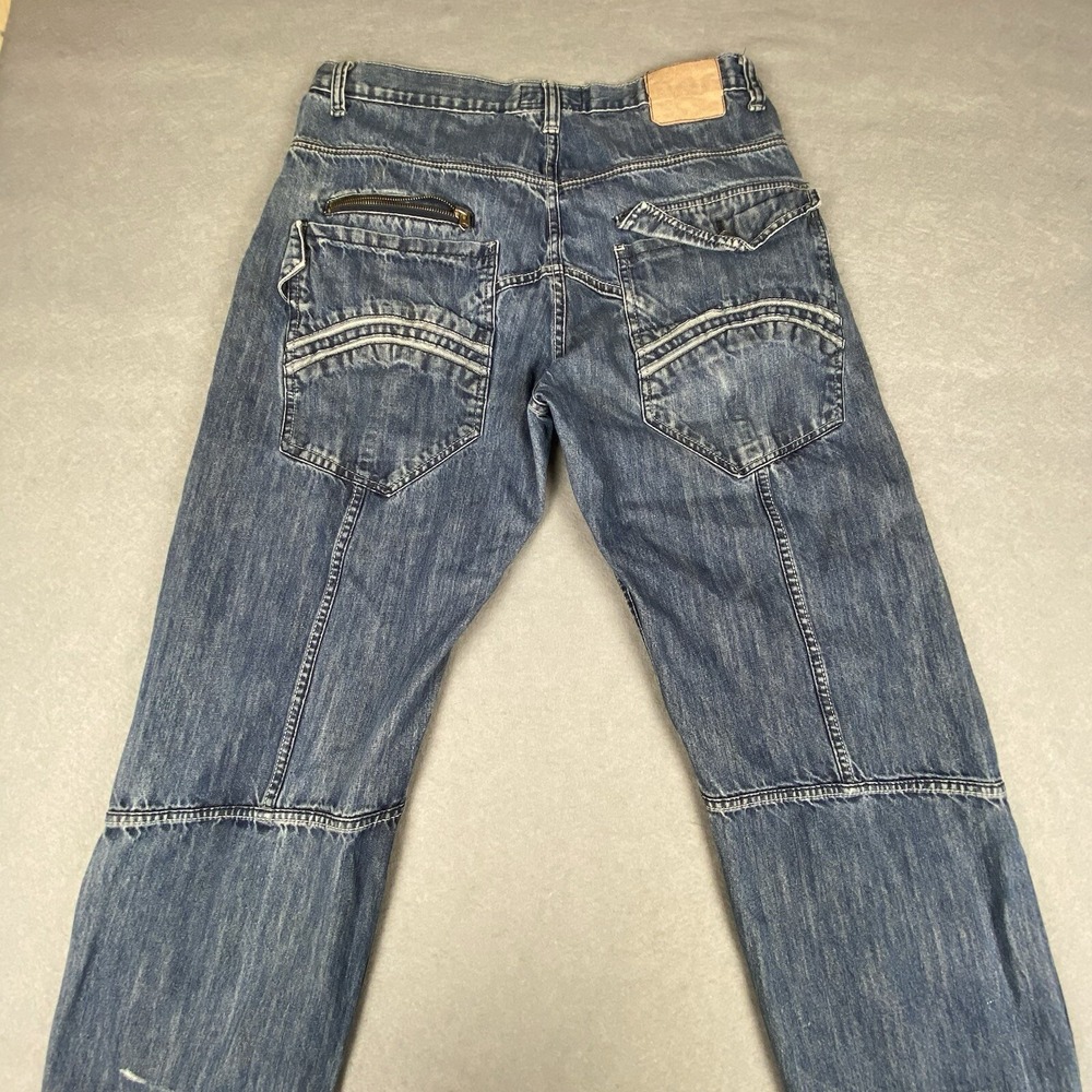Red Ape Mens 36x32 Blue Jeans Straight Flip Pocket Embroidered 90s Y2K Baggy